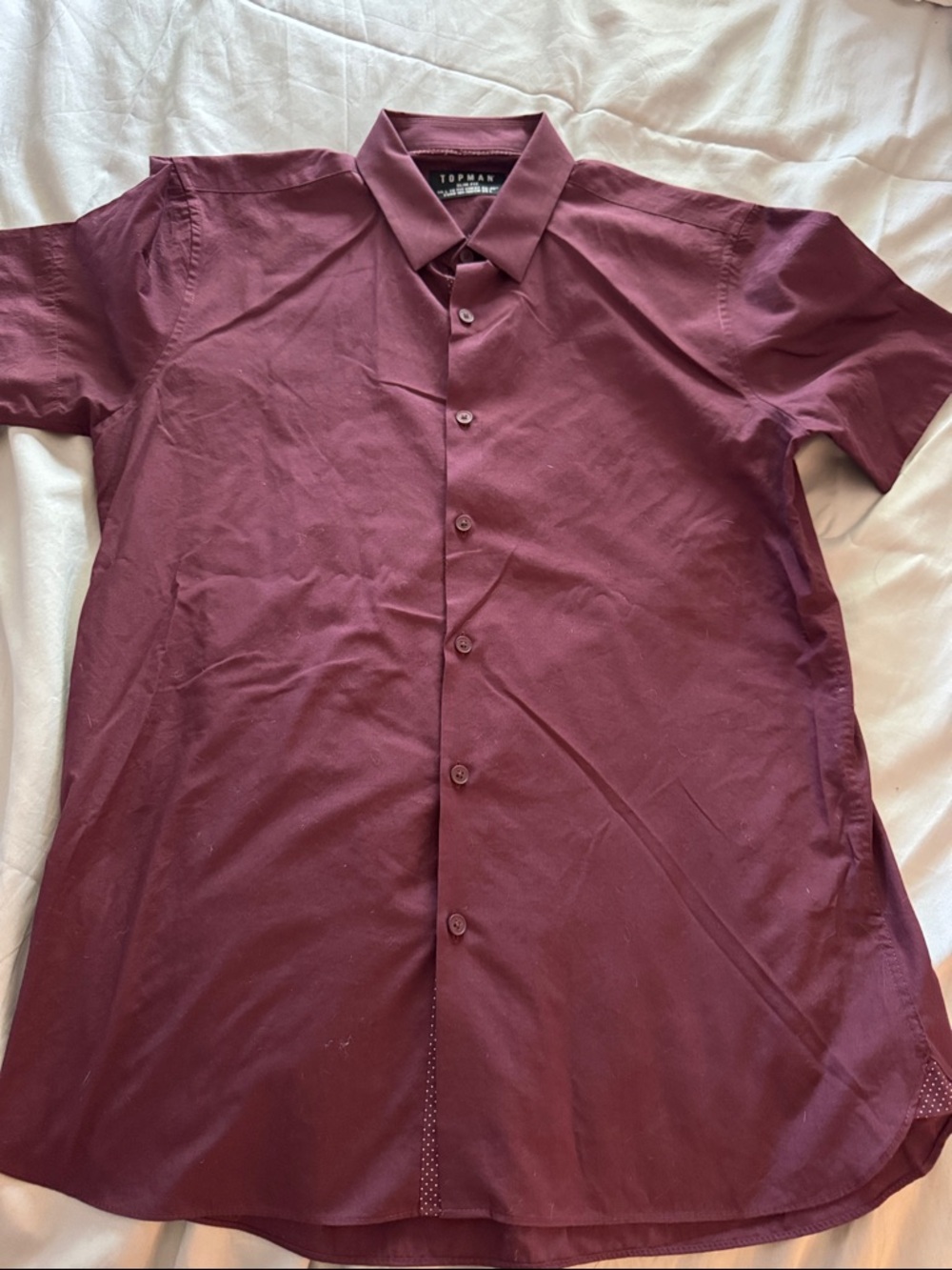 Topman Short Sleeve Button-Up Shirt - Wine